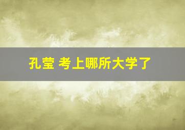 孔莹 考上哪所大学了